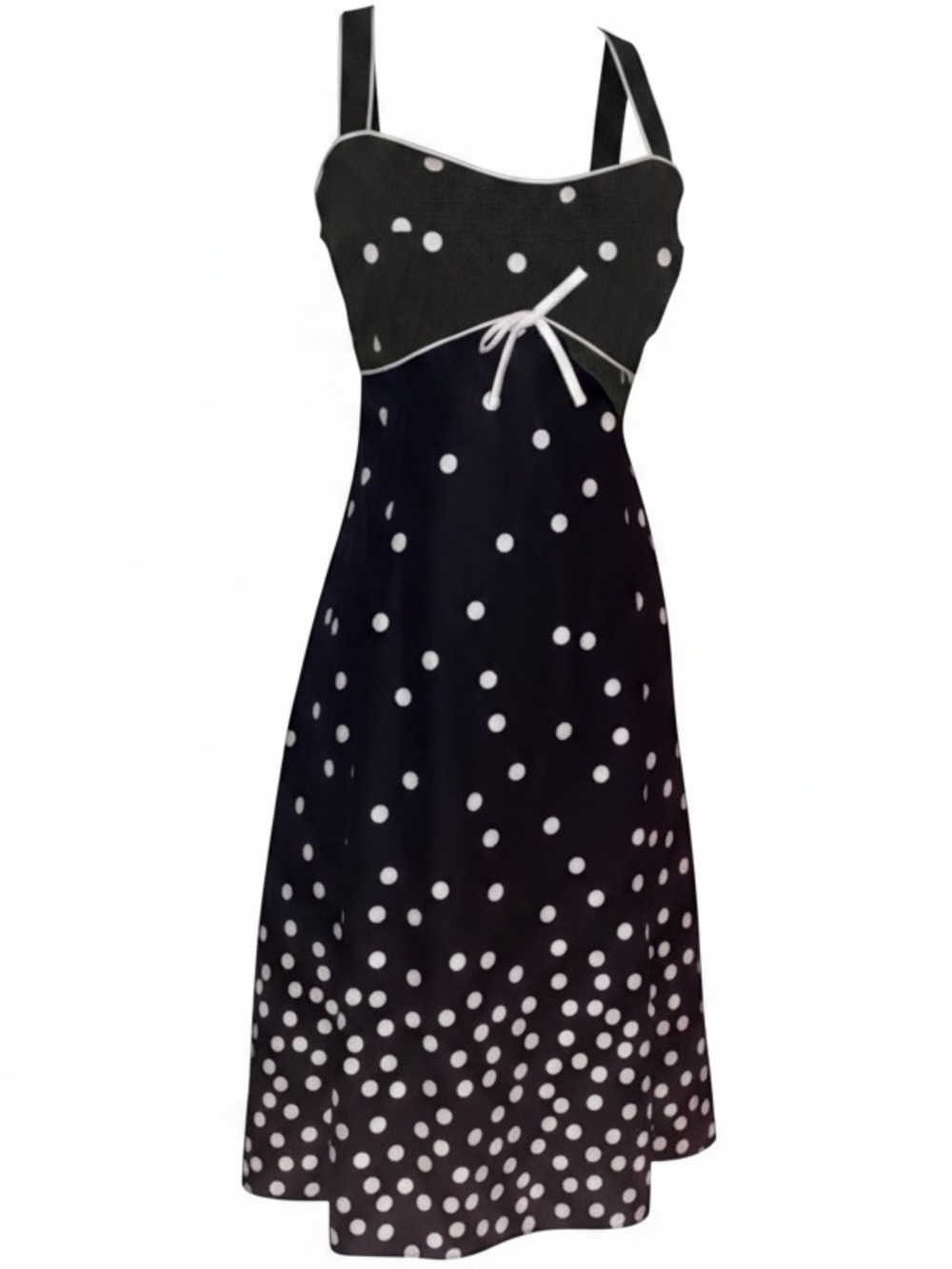 R & K ORIGINALS Spaghetti Strap Sun Dress Black and White Polka Dots Size 12